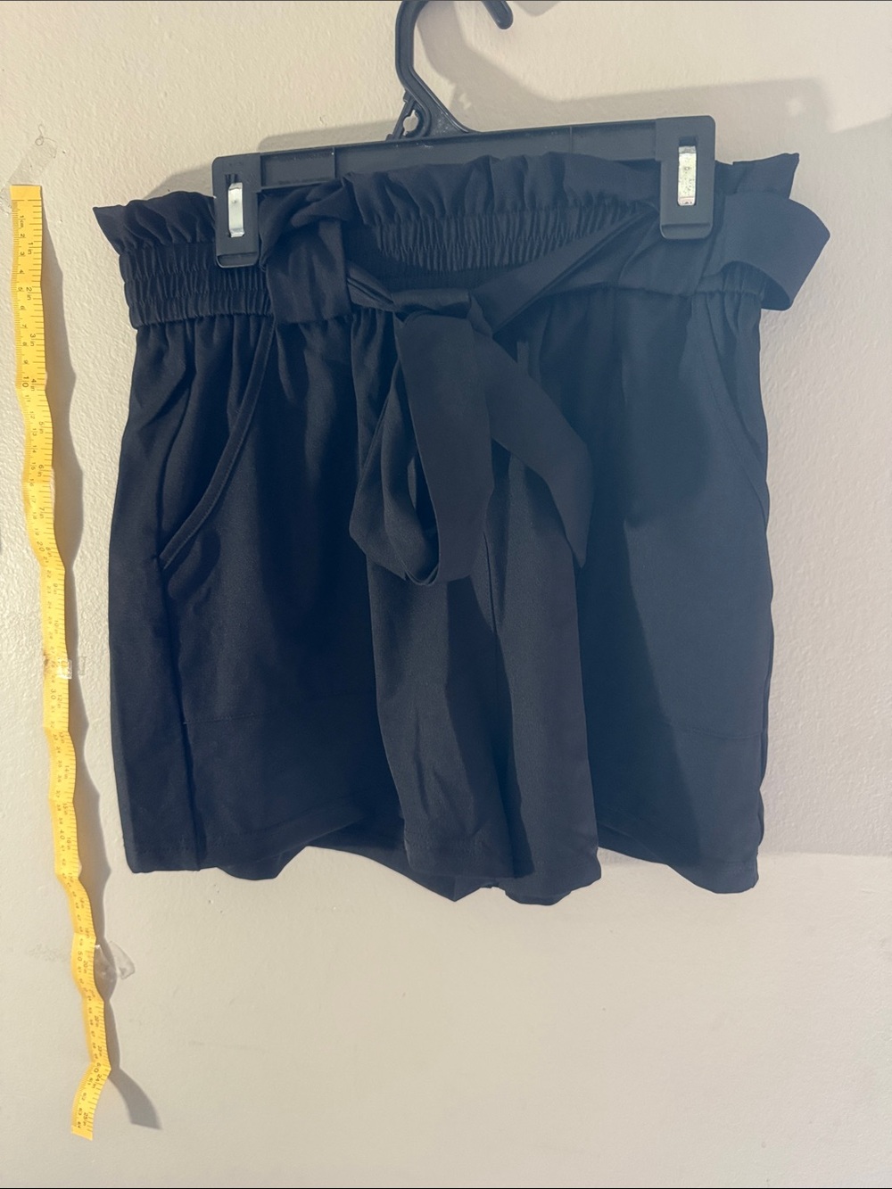 Grace Karin Black Paperbag Waist Tie-Front Cargo Shorts